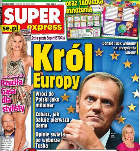 Tusk-Jubel 4 "Der König Europas. Doald Tusk zum  Präsidenten Europas gewählt. Er wird nach Polen als Millionär zurückkehren. Überzeuge Dich selbst davon wie die Erste Dame (Tuskas Frau) feiert. Die Meinungen der Welt zu Tusks Wahl."